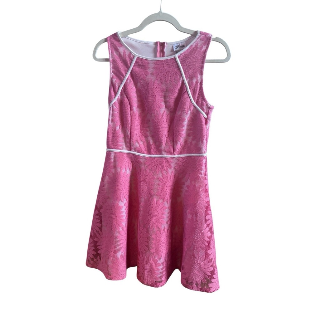 Profile Coral Lace Overlay Sleeveless Fit And Flare Mini Dress Feminine